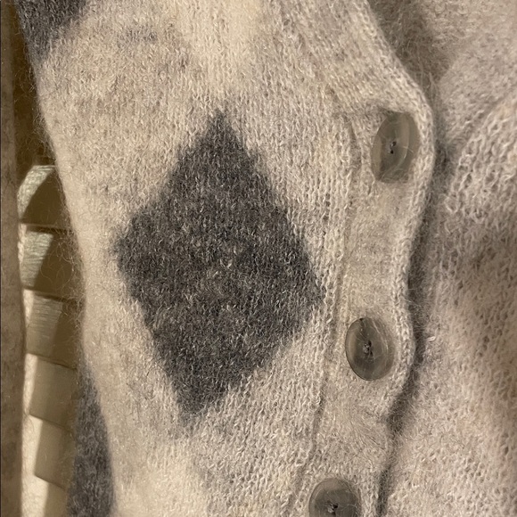 J. Crew Gray and Cream Mohair Blend Argyle 5 Button Down Cardigan - Picture 4 of 9